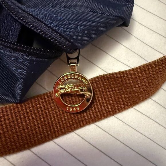 Longchamp Le Pliage Navy Leather Backpack Tote Bag - Picture 3 of 3